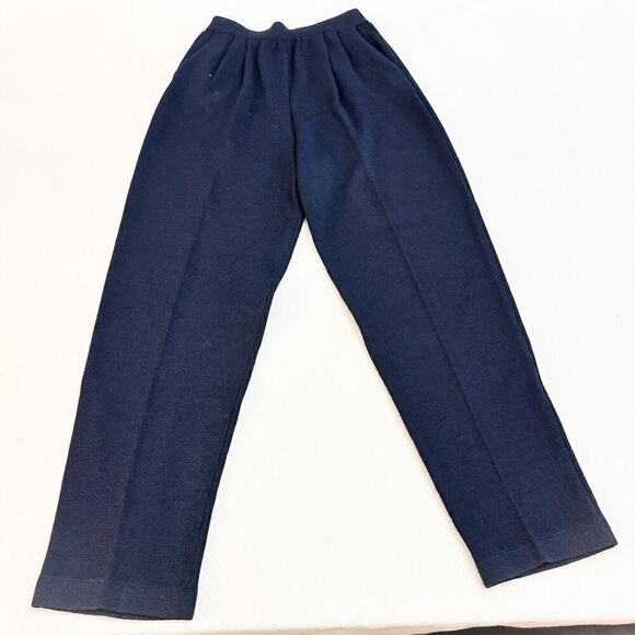 St. John Basics Navy Straight Leg Wool Pants Pockets Size 4 MINT - Picture 4 of 8